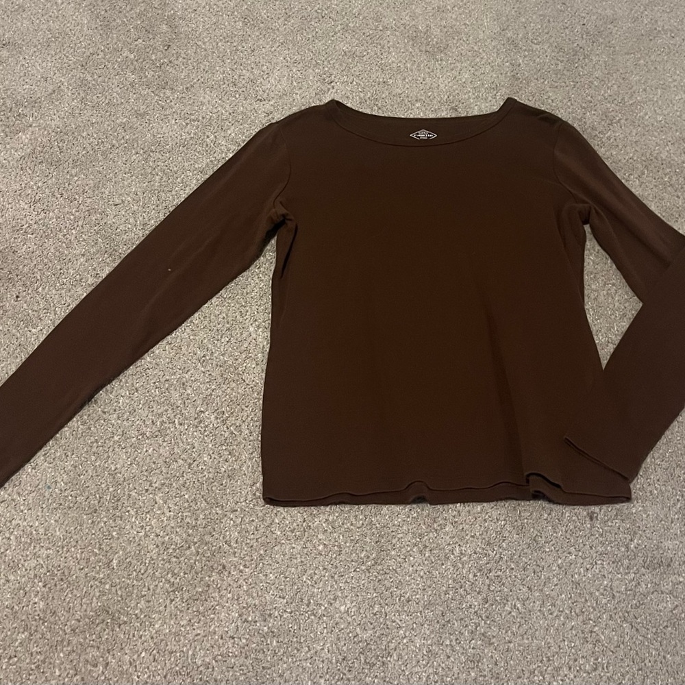 St. John's Bay Brown Long-Sleeve Scoop Neck Tee